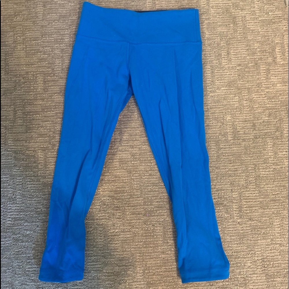 Lululemon Crop Leggings Bright Blue Reversible